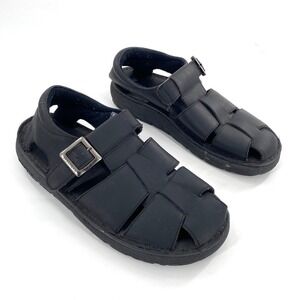 SKECHERS Leather Fisherman Sandals Mens Size 13 Black Buckle Chunky Comfy Casual